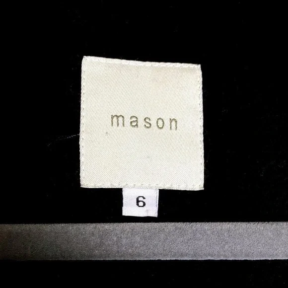 Mason Womens Sz 6 Small Hooded Trench Coat Black Wool Full Zip Pockets Overcoat